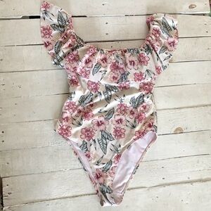 Cabana del Sol Hibiscus Ruffle One Piece Swimsuit